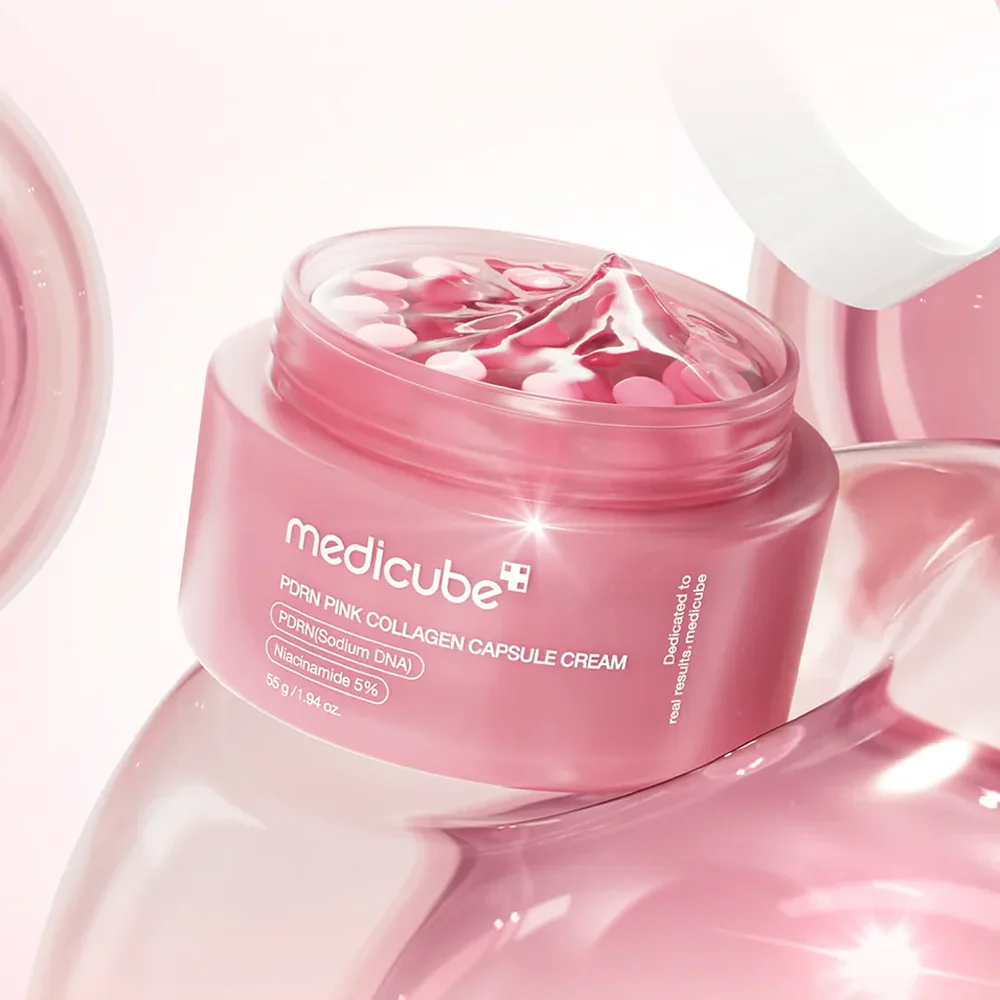 Crème capsules Medicube PDRN Pink Collagen barrière cutanée.